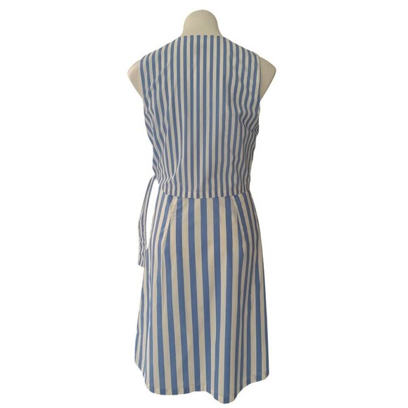 Ann Taylor Striped Poplin Wrap Dress, Blue White Women's Size 8 - Picture 7 of 12